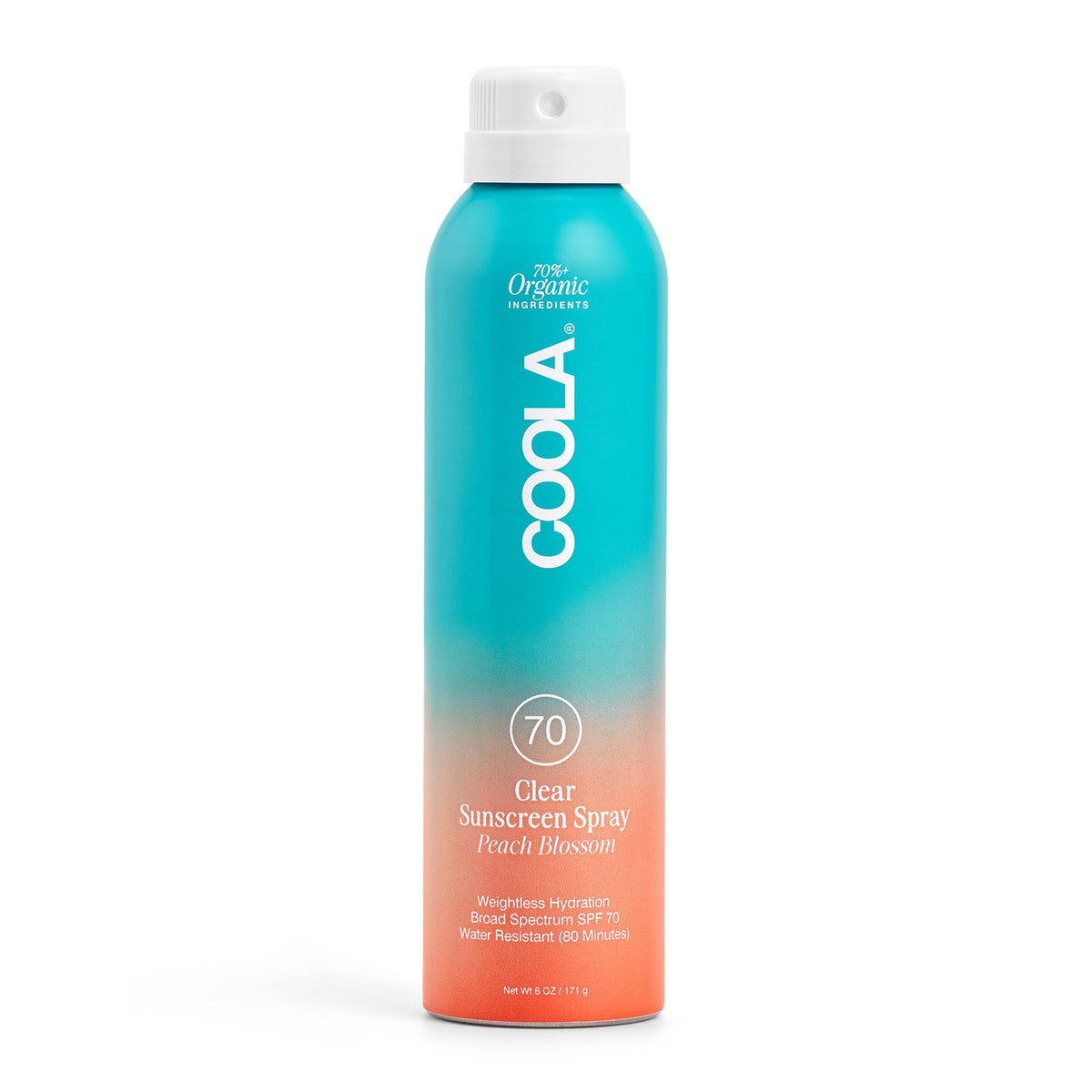 Coola Organic Spf 70 Sunscreen Spray, Vegan & Gluten Free, Peach Blossom, 6 Fl Oz