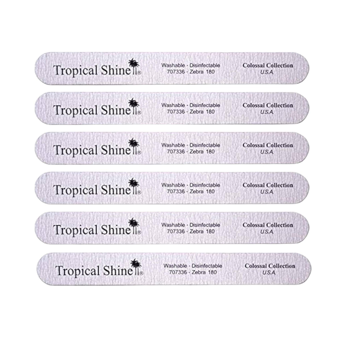 Tropical Shine Jumbo Zebra Nail Files Set - 6 Medium Grit Emery Files For Natural Nails