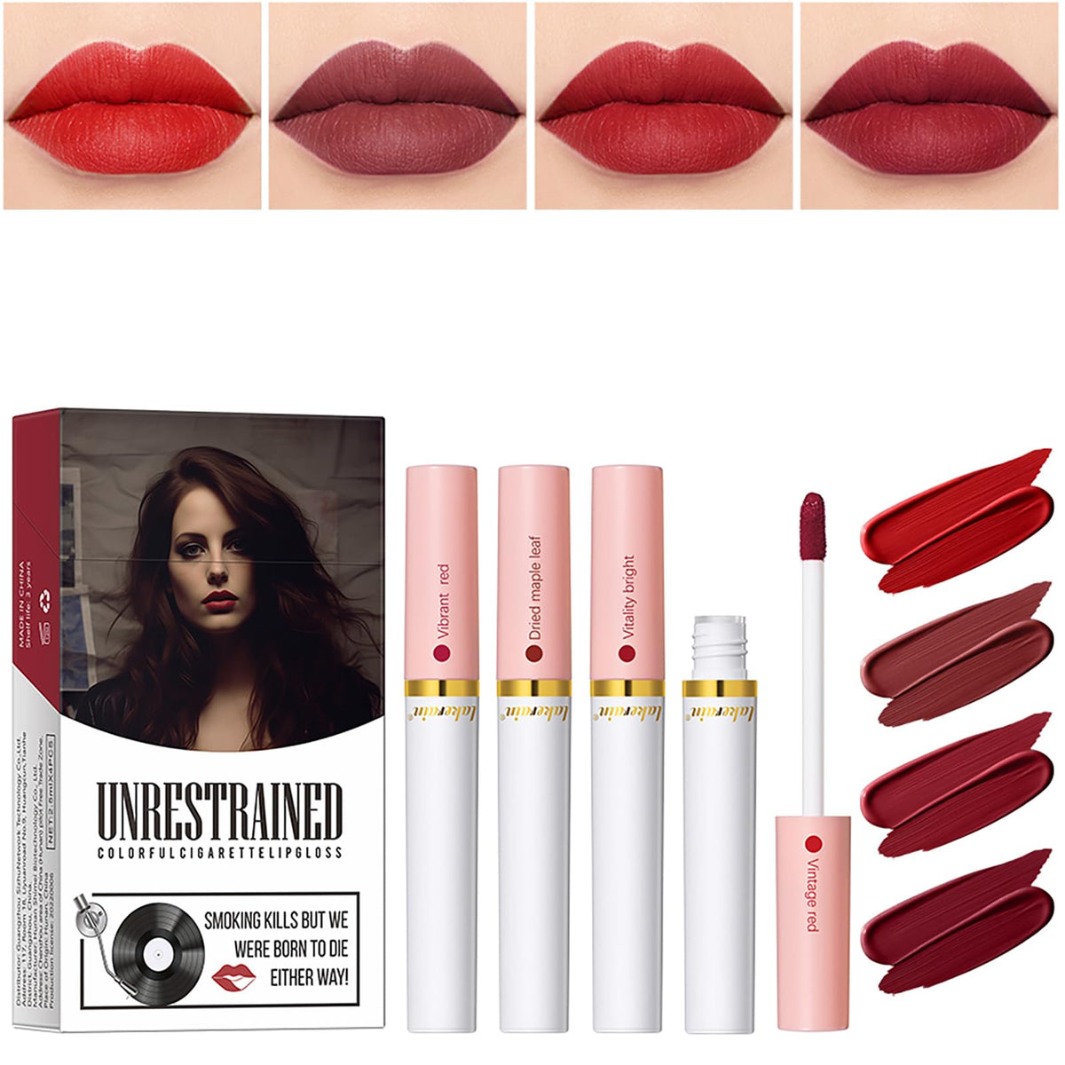 Beuking 4 Pcs Lipstick Set, Nude Matte Lip Gloss, Waterproof, Long Lasting, Portable Lip Tint For Women