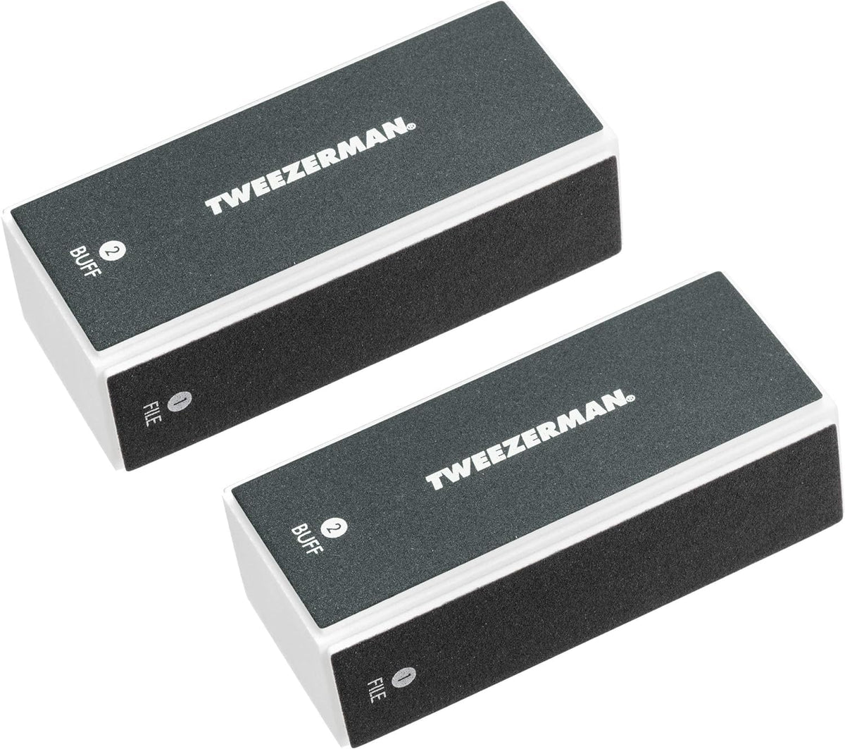 Tweezerman Black Nail Buff - 2 Pack, Durable Plastic & Acrylic Nail Care Tool