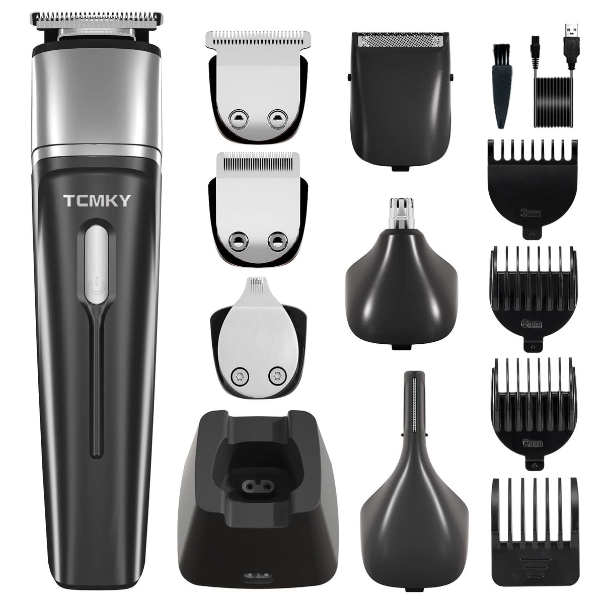 Tcmky Waterproof Hair Trimmer For Men - Rechargeable Stainless Steel Electric Shaver (Black)