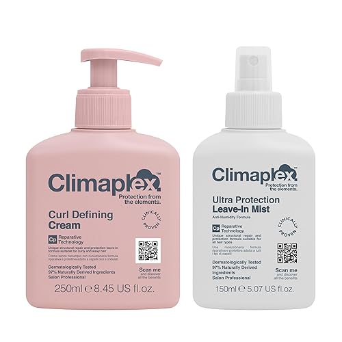 Climaplex Curl Defining Cream & Leave-In Mist Set - Anti-Humidity Frizz Control, Cranberry, 2 Pcs