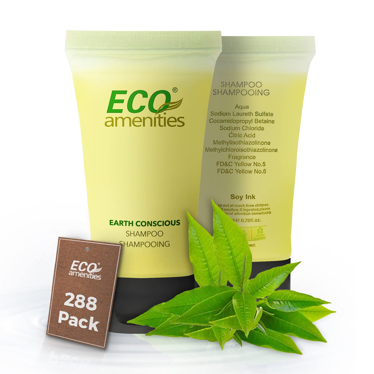 Eco Amenities Travel Size Shampoo 0.75 Oz - Bulk Mini Shampoo For Hotels & Rentals, Green Tea Scent