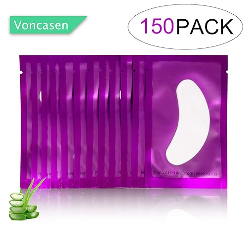 Voncasen 150 Pairs Purple Under Eye Gel Pads for Eyelash Extensions - Comfy Eye Mask Beauty Tool