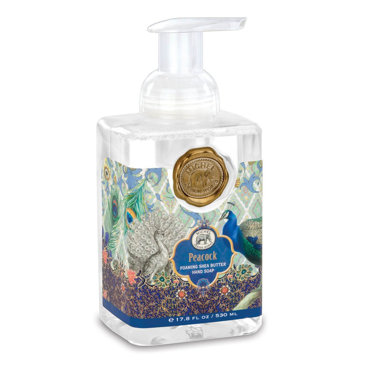 Michel Design Works Foaming Hand Soap, Peacock Scent, 17.8Oz, Shea Butter & Aloe, Pump Dispenser