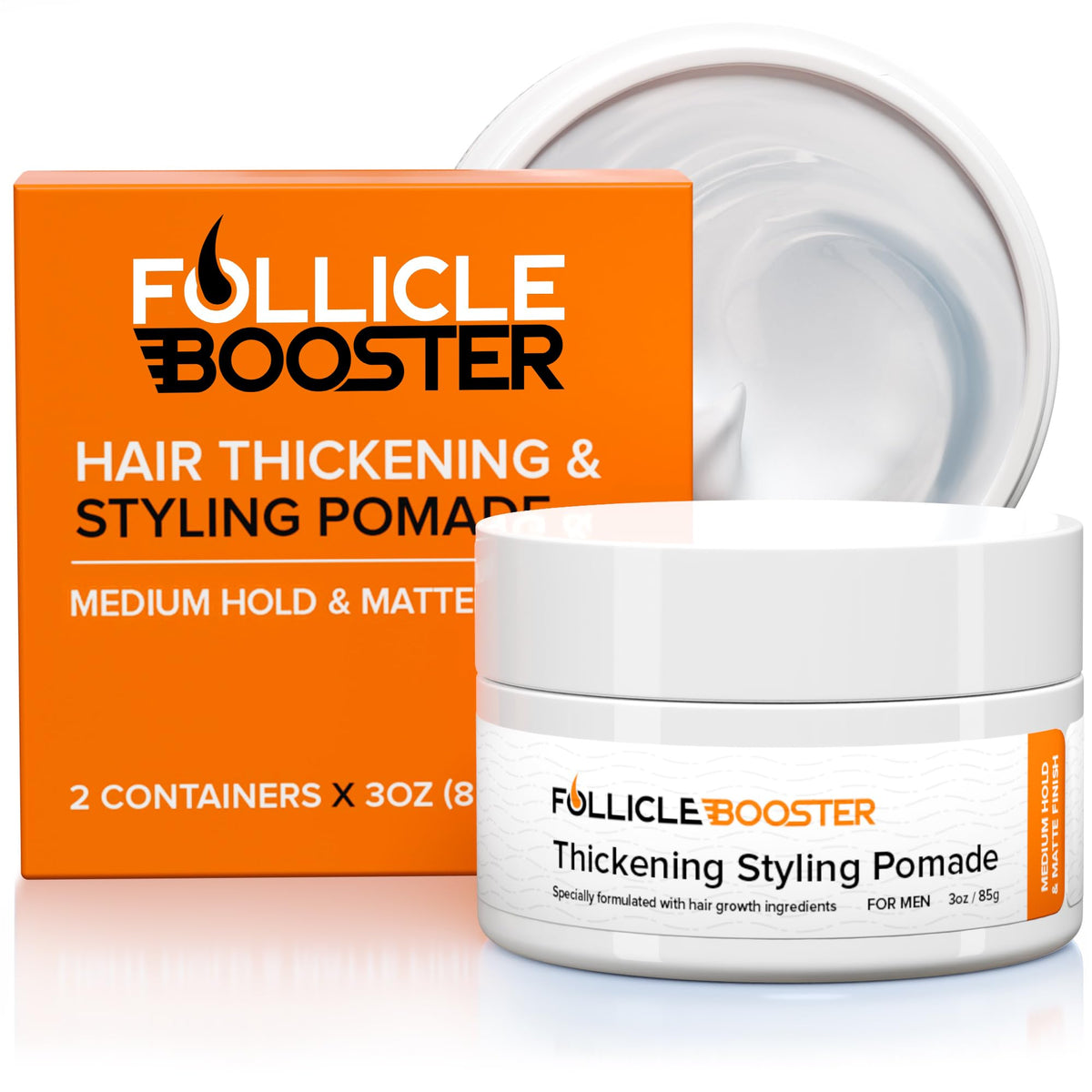 Follicle Booster Hair Growth Pomade - 3Oz Water-Based, Medium Hold Matte For Men, Thinning Hair