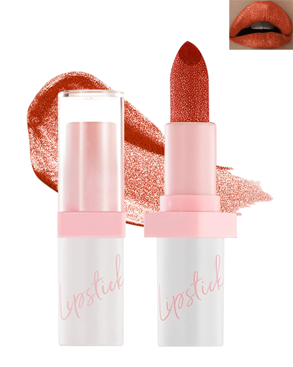 Lestpola Glitter Lipstick 05#Coral - Long Lasting Waterproof Shimmer Sparkly Matte Lip Gloss