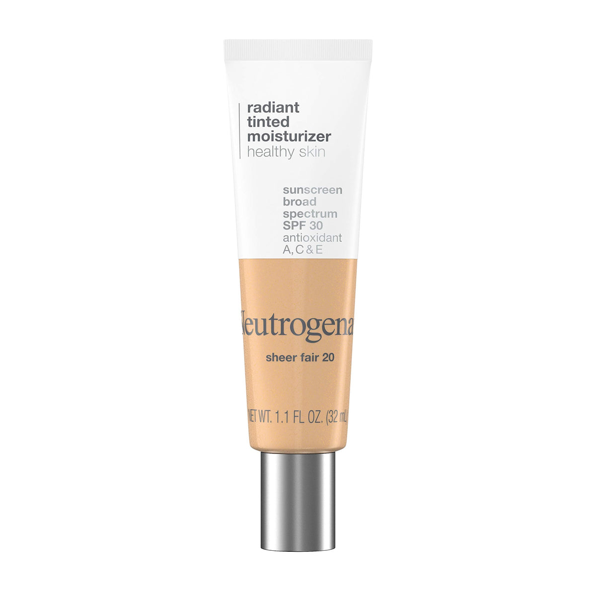 Neutrogena Healthy Skin Tinted Moisturizer Spf 30, Lightweight Oil-Free, Sheer Fair 20, 1.