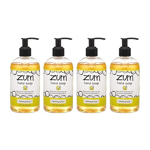 Zum Hand Soap - Natural Lemongrass Liquid Soap, 12 Oz (4 Pack) For Kitchen & Bathroom