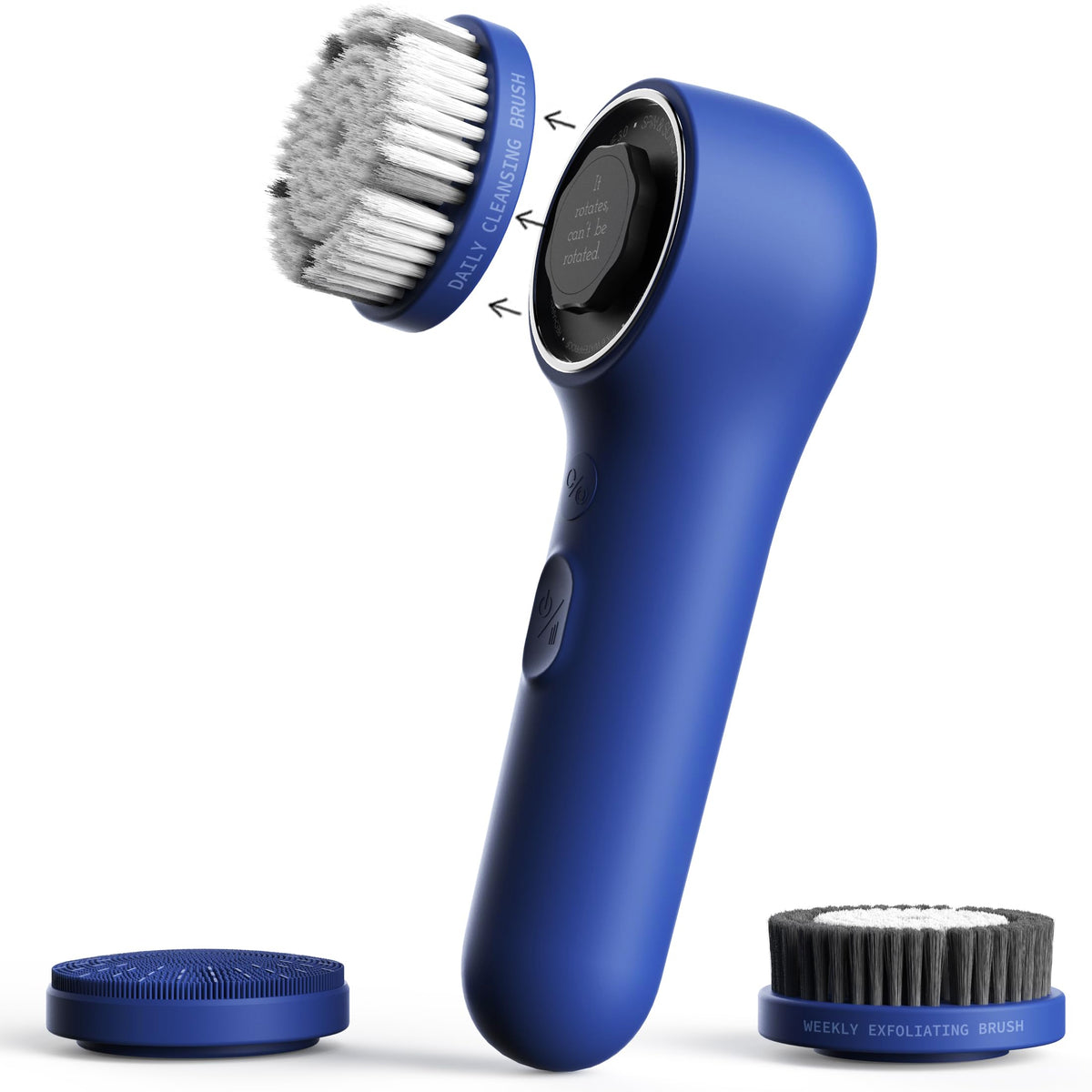 Någracoola Spinning & V-Sonic Face Scrubber - Waterproof, Rechargeable, 3 Brushes, Blue