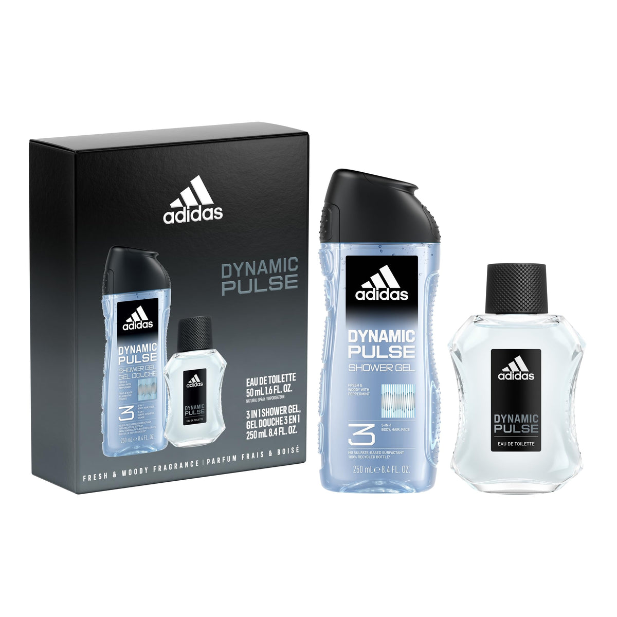 Adidas Dynamic Pulse Men'S Fragrance Gift Set, 10.1 Fl Oz - Long Lasting Mint & Apple Scent