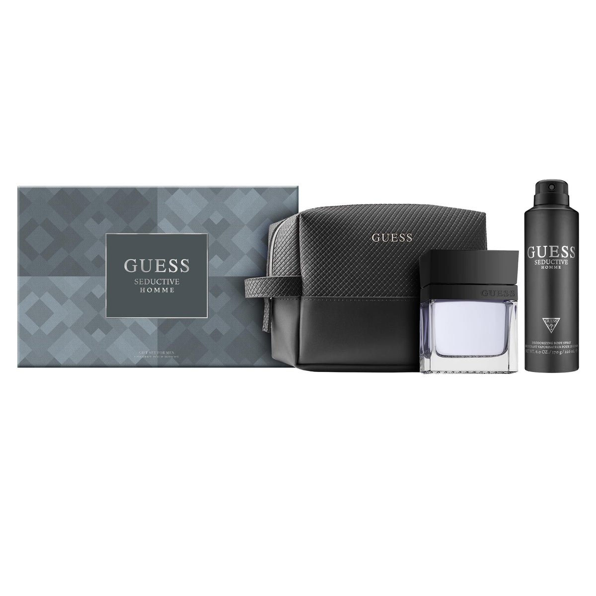 Guess Seductive Men Eau De Toilette Gift Set - Cologne Spray, Body Spray & Shower Gel