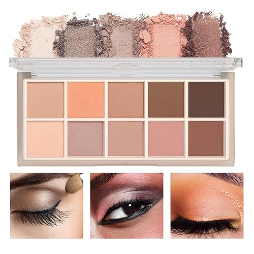 Sulily Matte Eyeshadow Palette - 10 Pigmented Shades, Waterproof & Long Lasting, Korean Makeup