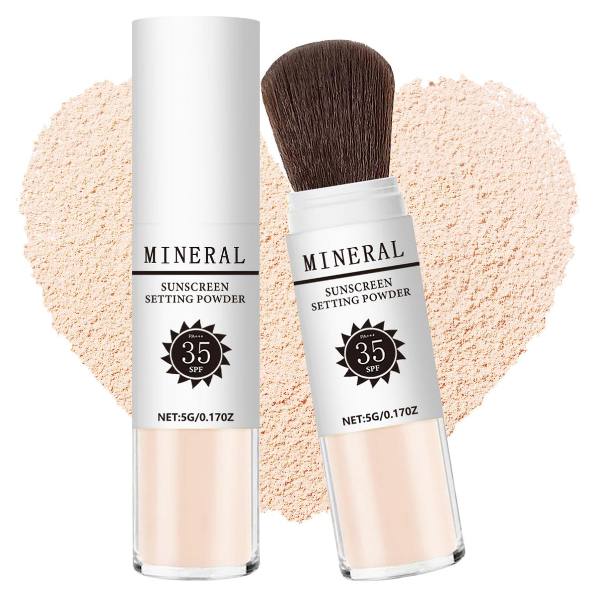 Meilury Sunscreen Setting Powder Spf 35 - Mineral Brush, Oil Control, Translucent, 0.17 Oz