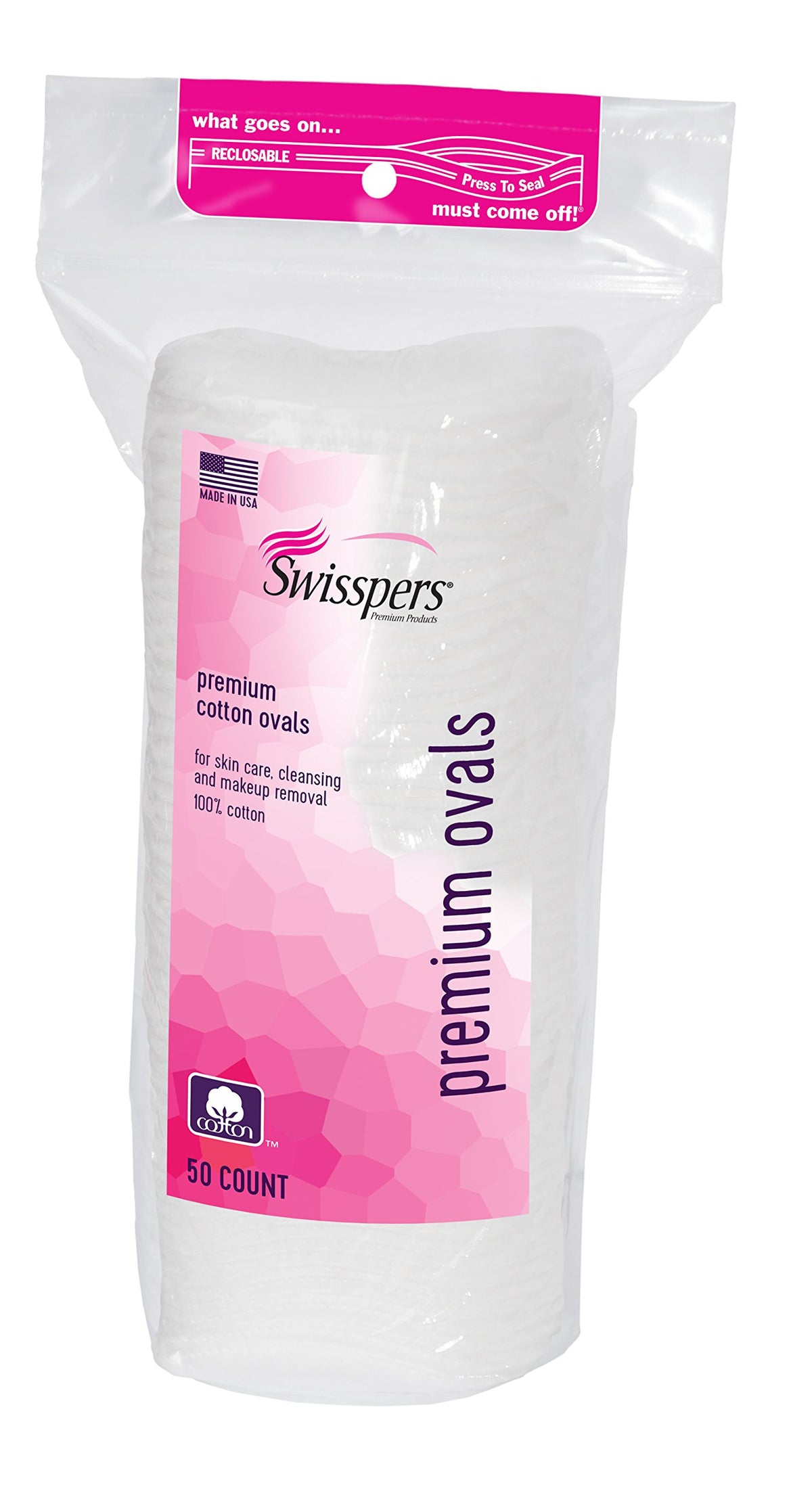 Swisspers Cotton Ovals - 50 Count Soft Cotton Pads For Makeup Removal And Skincare