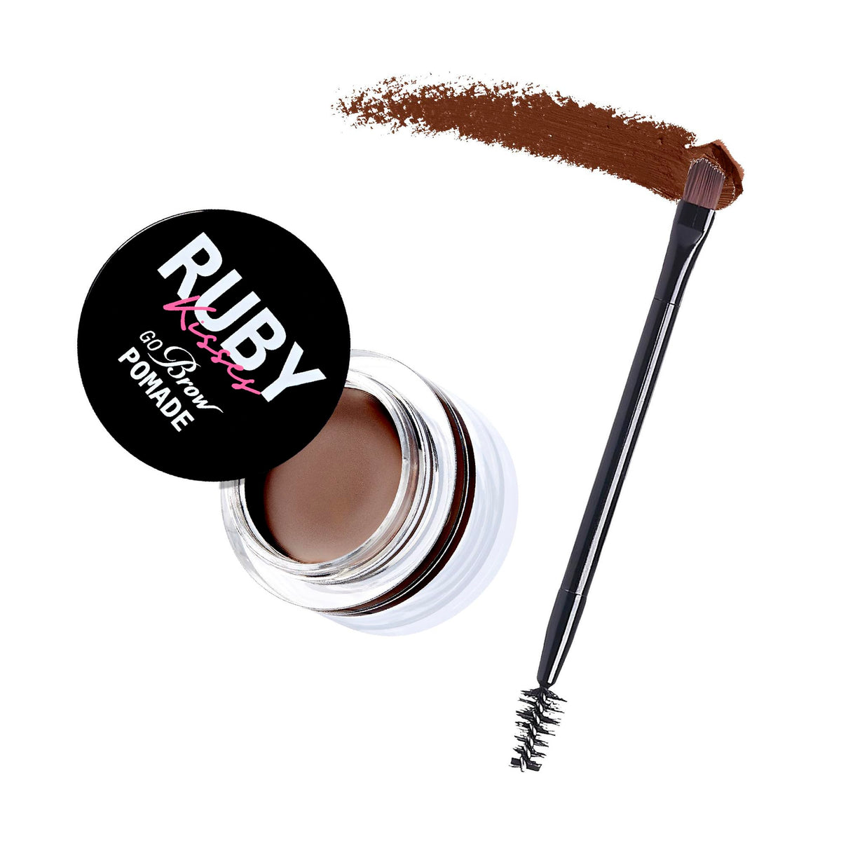 Ruby Kisses Go Brow Pomade - Water-Resistant, Long-Lasting, Smudge-Proof - Medium Brown