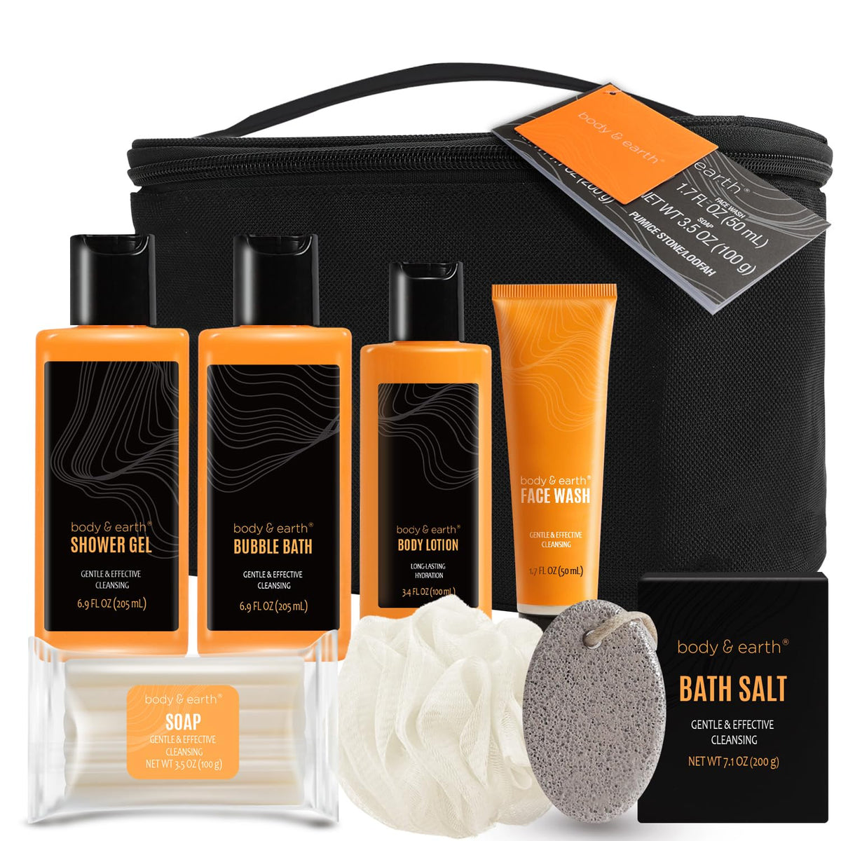 Body & Earth Citrus Scented Bath Gift Set For Men - Lotion, Face Wash, Shower Gel & More