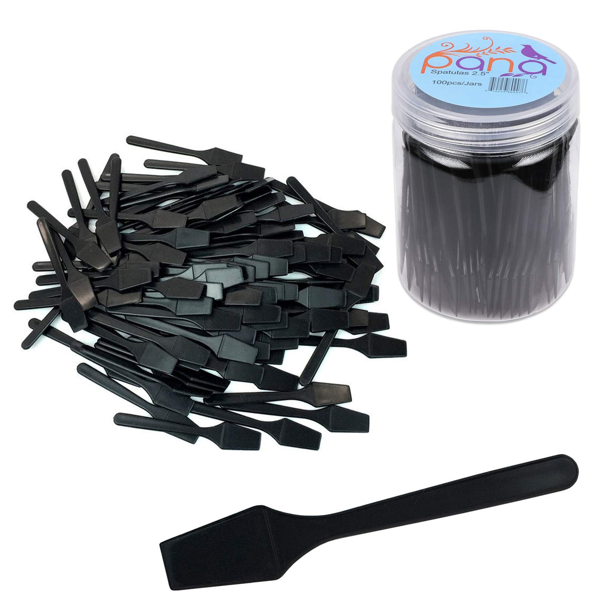 Pana 100 Pcs Black Disposable Plastic Spatulas For Skin Care & Facial Masks