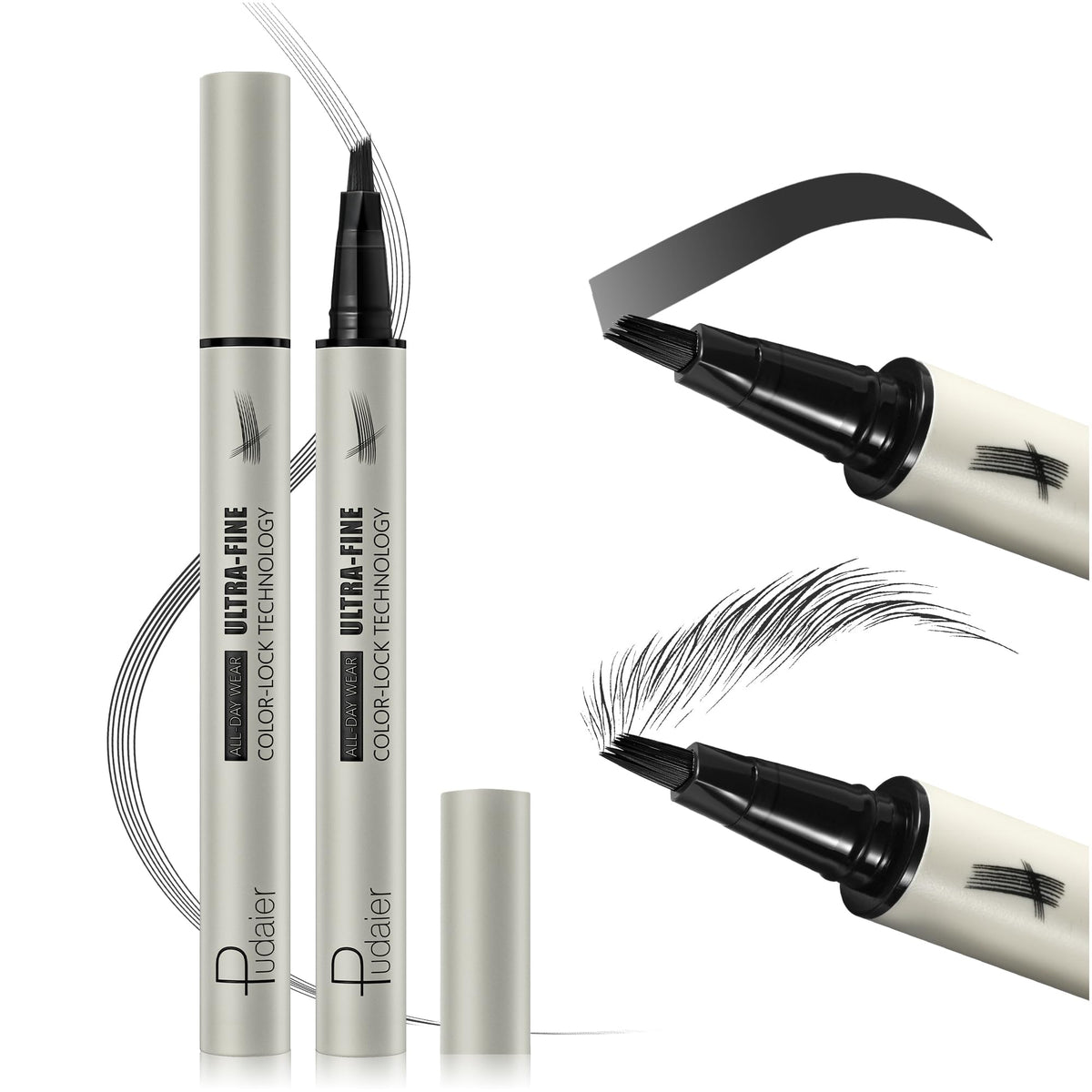 Espoce 2 Pack Microblading Eyebrow Pencils, Waterproof, Charcoal Grey, Natural Hair-Like Finish