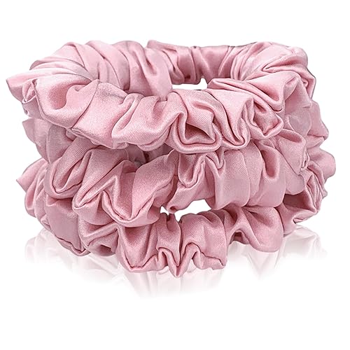 Celestial Silk Soft Pink Mulberry Silk Scrunchies - Small Hair Ties (Pack of 3)