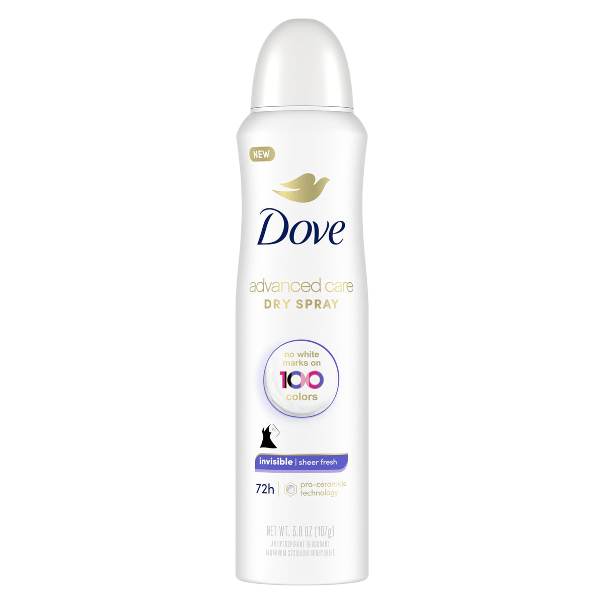 Dove Advanced Care Invisible Dry Spray Antiperspirant Deodorant, 3.8 Oz, No White Marks