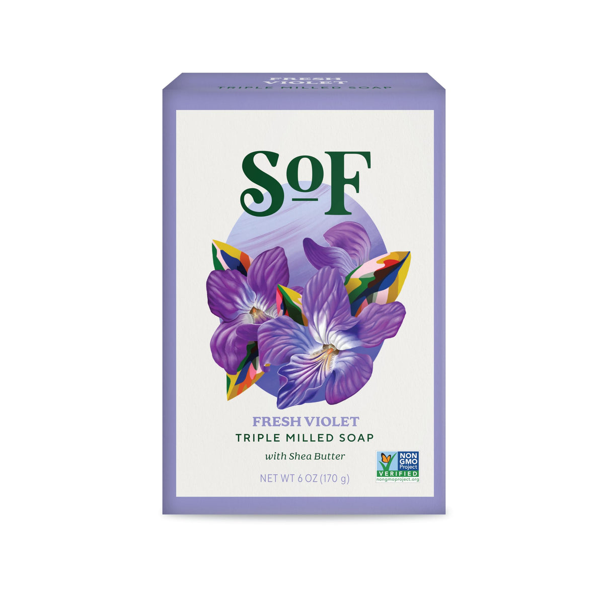 South Of France Triple Milled Soap, 6Oz Bar - Violet Bouquet, Natural Body Care