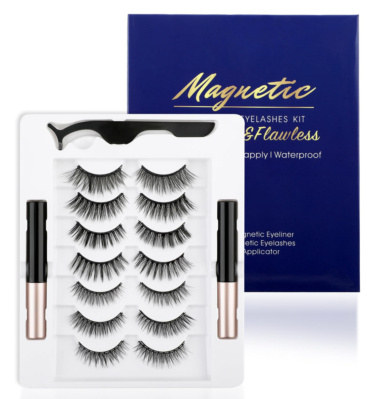 Heasy Magnetic Natural Eyelashes - 10 Magnets, Reusable Faux Mink Lashes, 7 Pairs, Diy Eyel