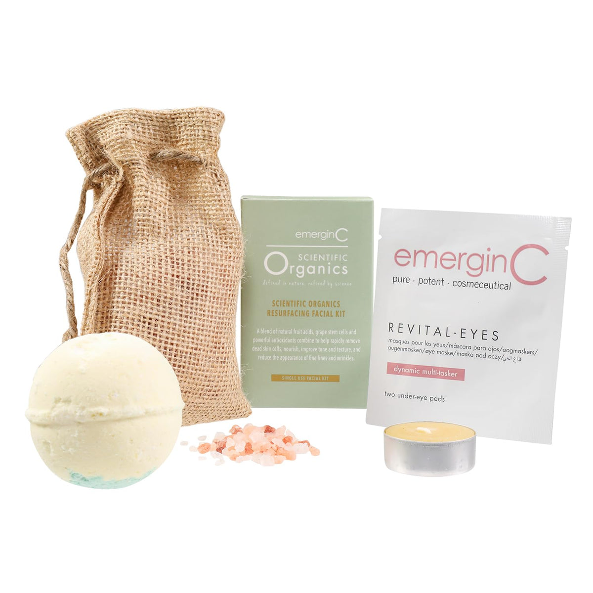 Emerginc At-Home Luxury Spa Kit - 5-Piece Skincare Set With Facial Kit, Mask, Bath Bomb & Candle