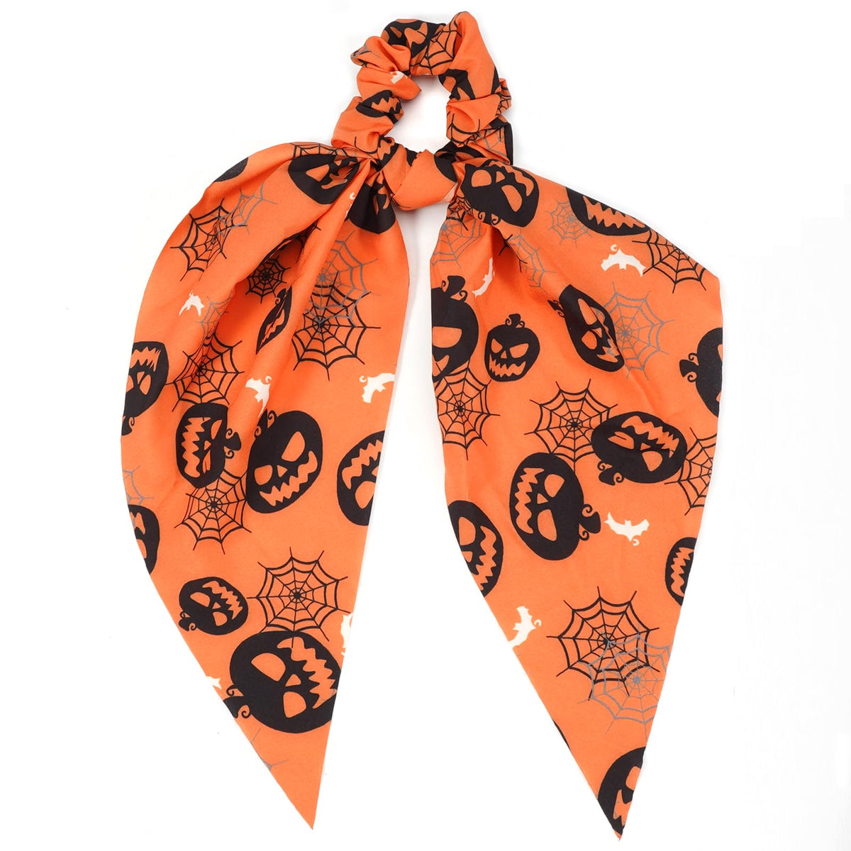 Budsmile Halloween Hair Ties - Spooky Spider Web, Skeleton, Bat & Pumpkin Scrunchies, Black & Orange