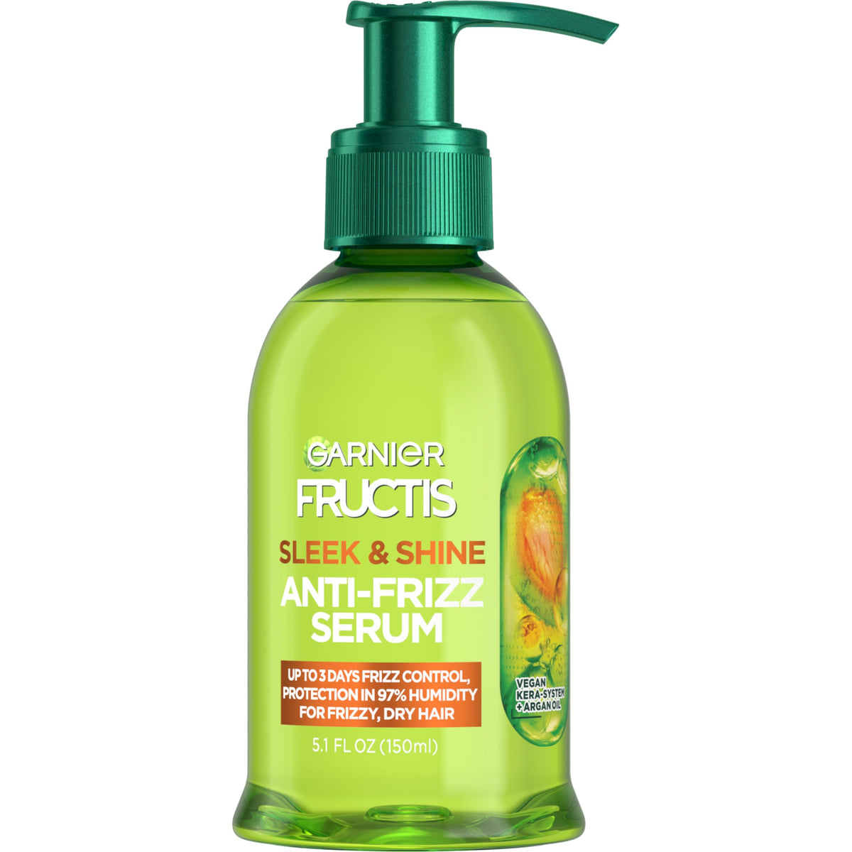 Garnier Fructis Sleek & Shine Anti-Frizz Serum With Argan Oil, 5.1 Fl Oz, For Fr