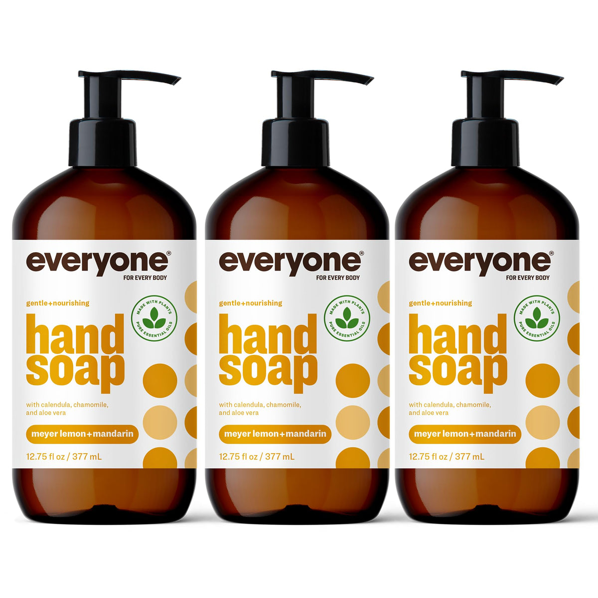 Everyone Liquid Hand Soap, Meyer Lemon & Mandarin, 12.75 Oz, Pack Of 3, Plant-Based Cleanser