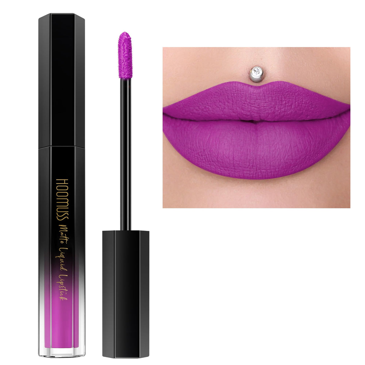 Hoomuss Long Lasting Matte Liquid Lipstick, M45 Pearl Purple, Non-Transfer, Smudgeproof, 1Oz