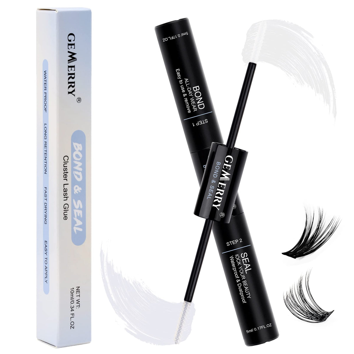 Gemerry Lash Bond And Seal 10Ml - Strong Hold Waterproof Lash Glue For Lash Clusters