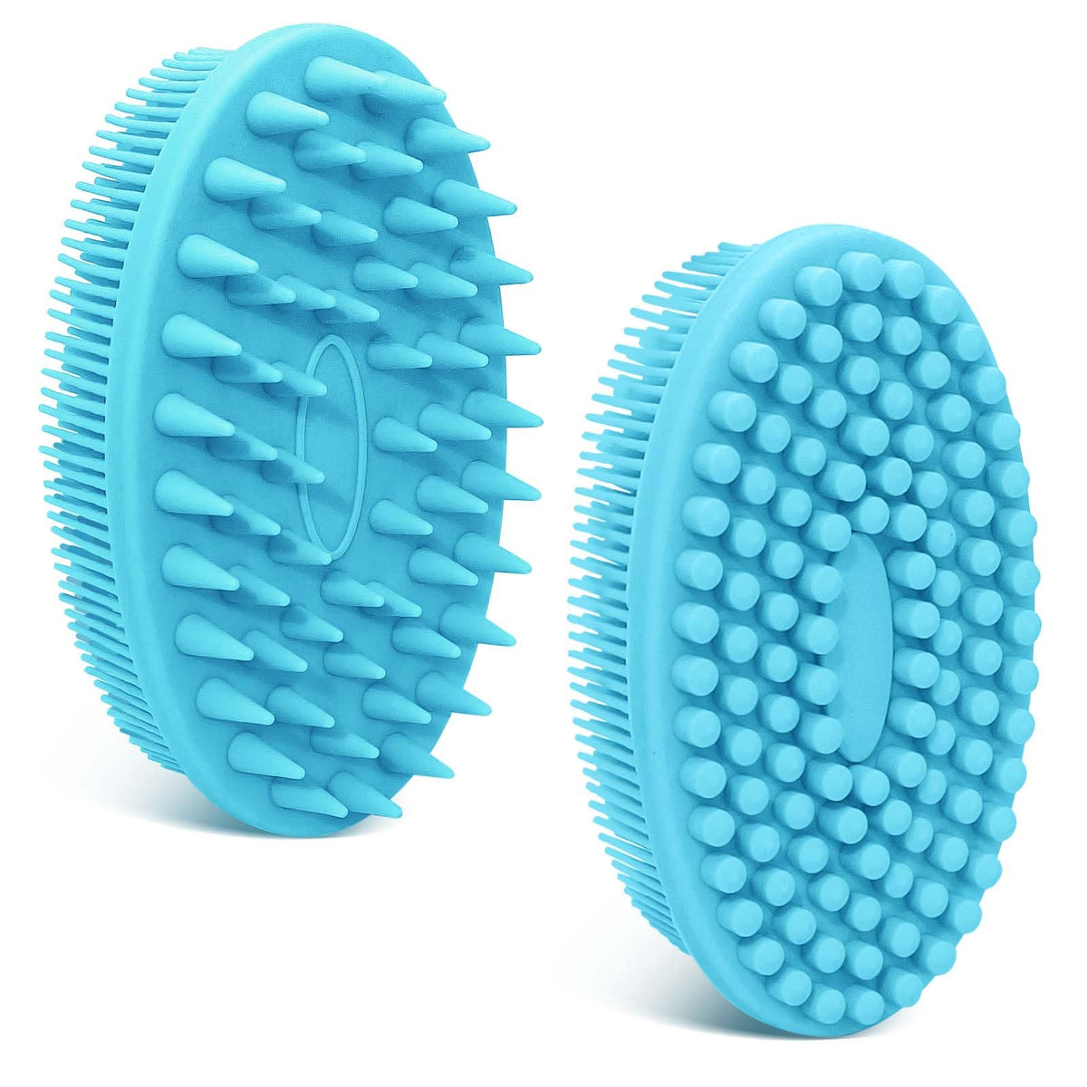 Geenoa Soft Silicone Body Scrubber 2Pcs - Dual-Sided Loofah, Gentle Shower Brush, Blue