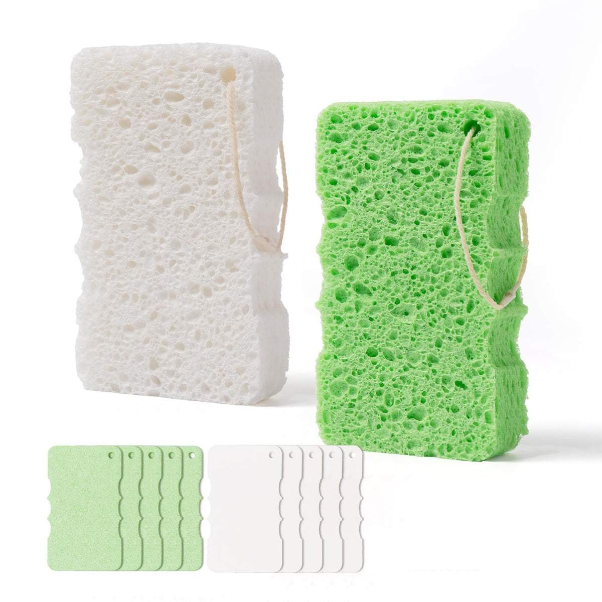 Neno Cici Natural Cellulose Bath Loofah Sponge - Eco-Friendly Exfoliator (10 Pack)