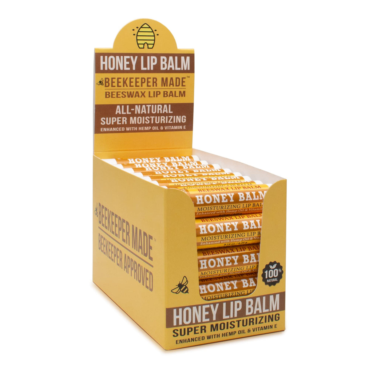 Beessential Beeswax Lip Balm - 40 Count Honey Flavor For Men, Women & Kids - Cream White