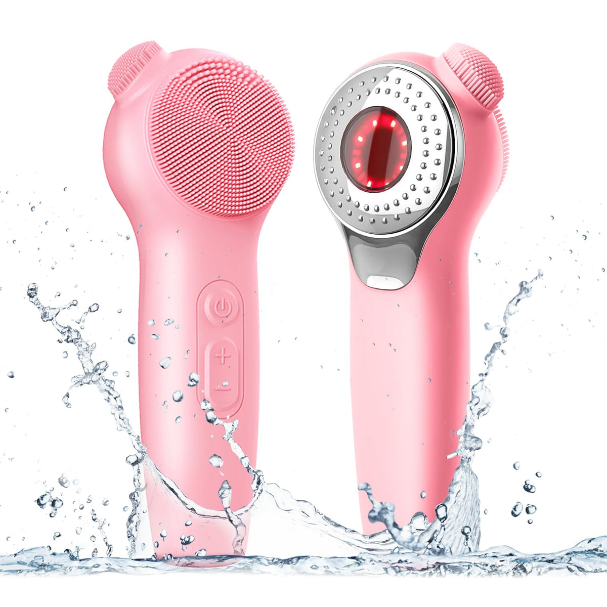 Landmore Silicone Face Scrubber - Waterproof Electric Cleansing Brush With Red Light Massage