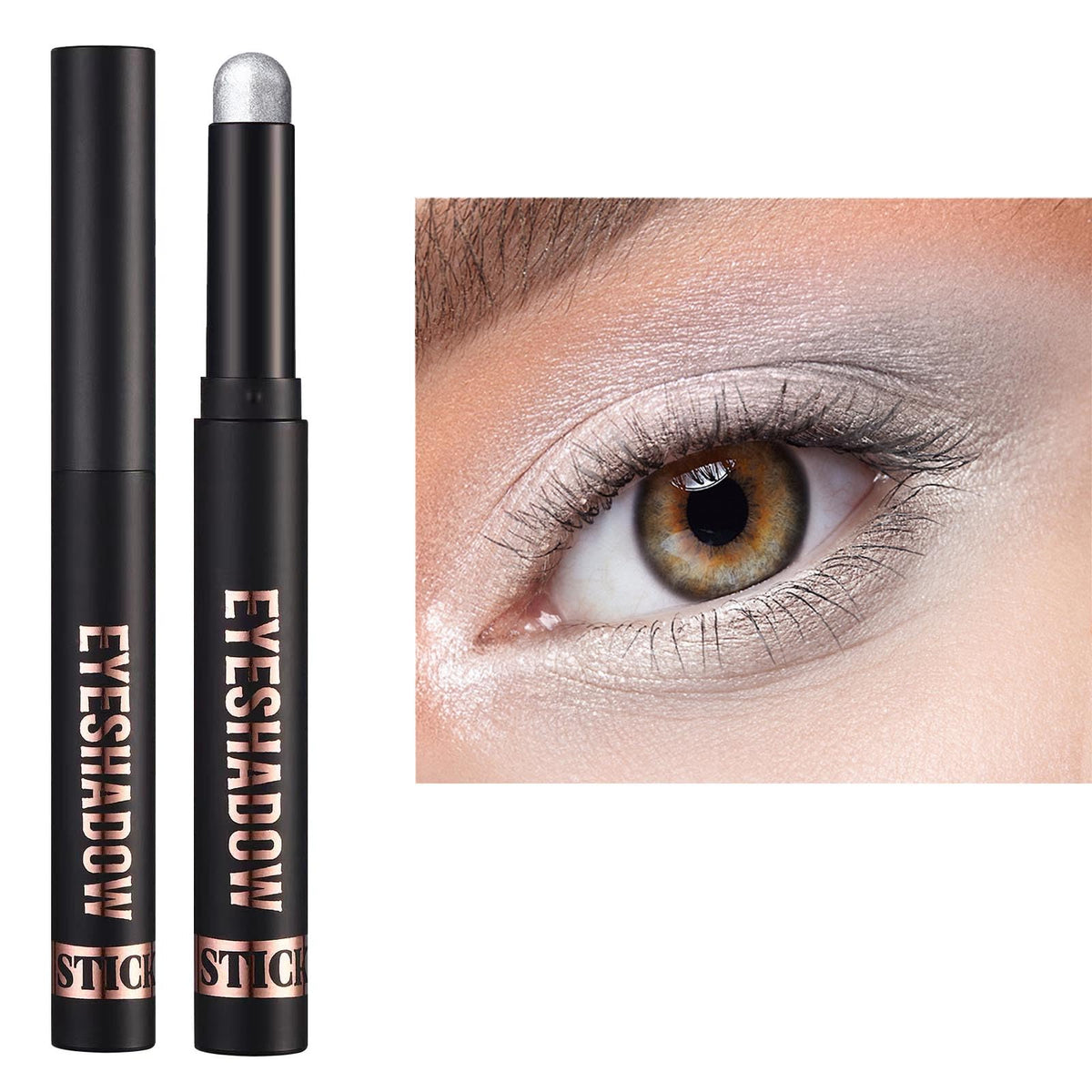 Mefyhtune Silver White Eyeshadow Stick - Waterproof, High Pigment, Hypoallergenic, 18#