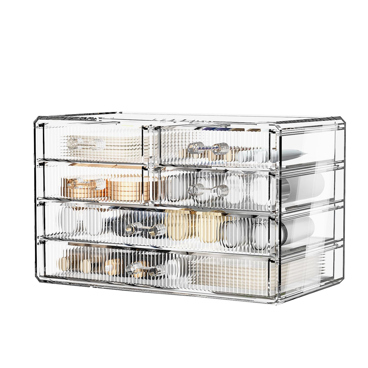 ZHIAI Acrylic Stackable Storage Drawers - Clear Makeup Organizer for Bathroom & Kitchen (6 Drawers)