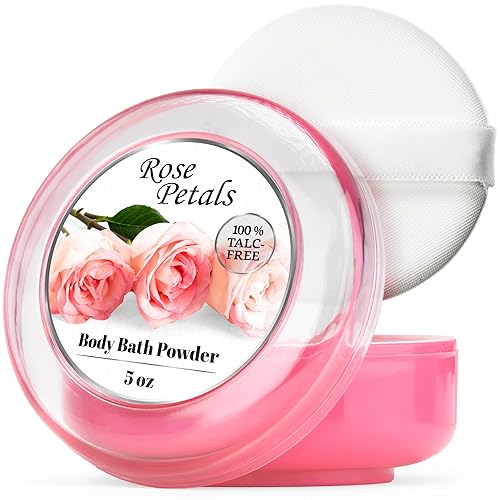 R-Neu Talc-Free Body Powder For Women, Elegant Rose Petals Scent, 5Oz Dusting Powder