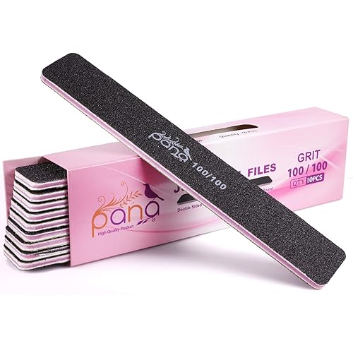 Pana 10Pcs Jumbo Black Double Sided Nail Files 100/100 Grit Emery Board For Manicure Pedicure