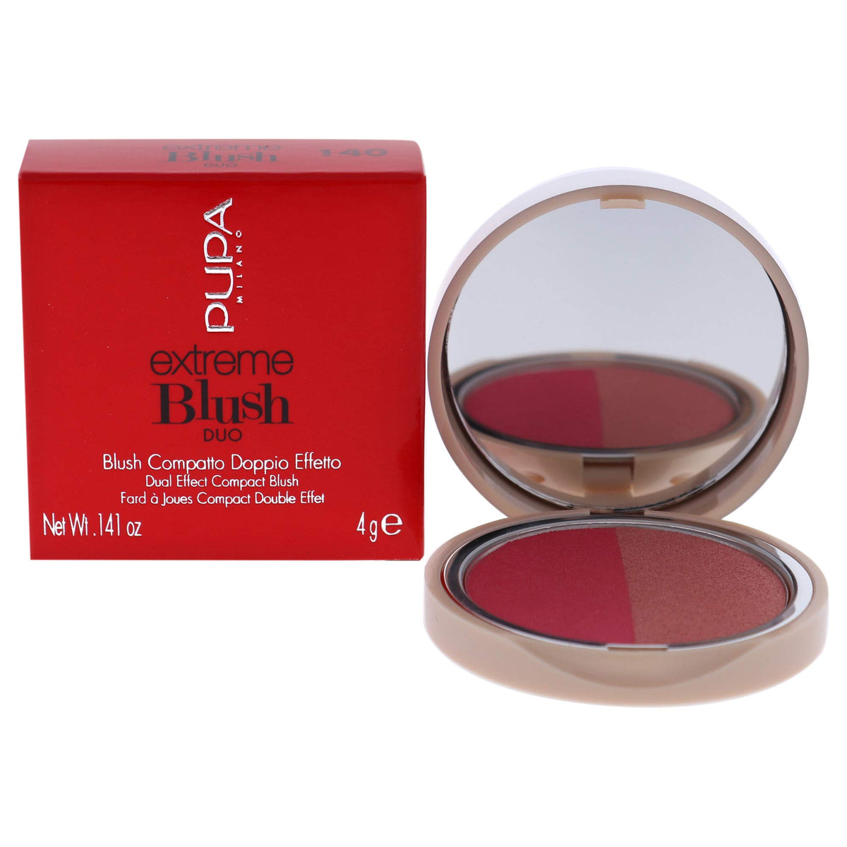 Pupa Milano Extreme Blush Duo - Glow Creamy, Lightweight, Sun-Kissed Finish - 0.141 Oz