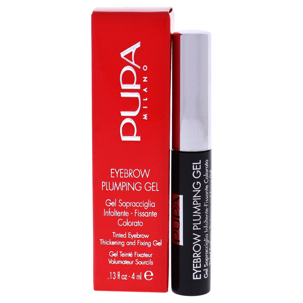 Pupa Milano Eyebrow Plumping Gel, 002 Brown - Fill & Volumize For Thick Brows, 0.13 Oz