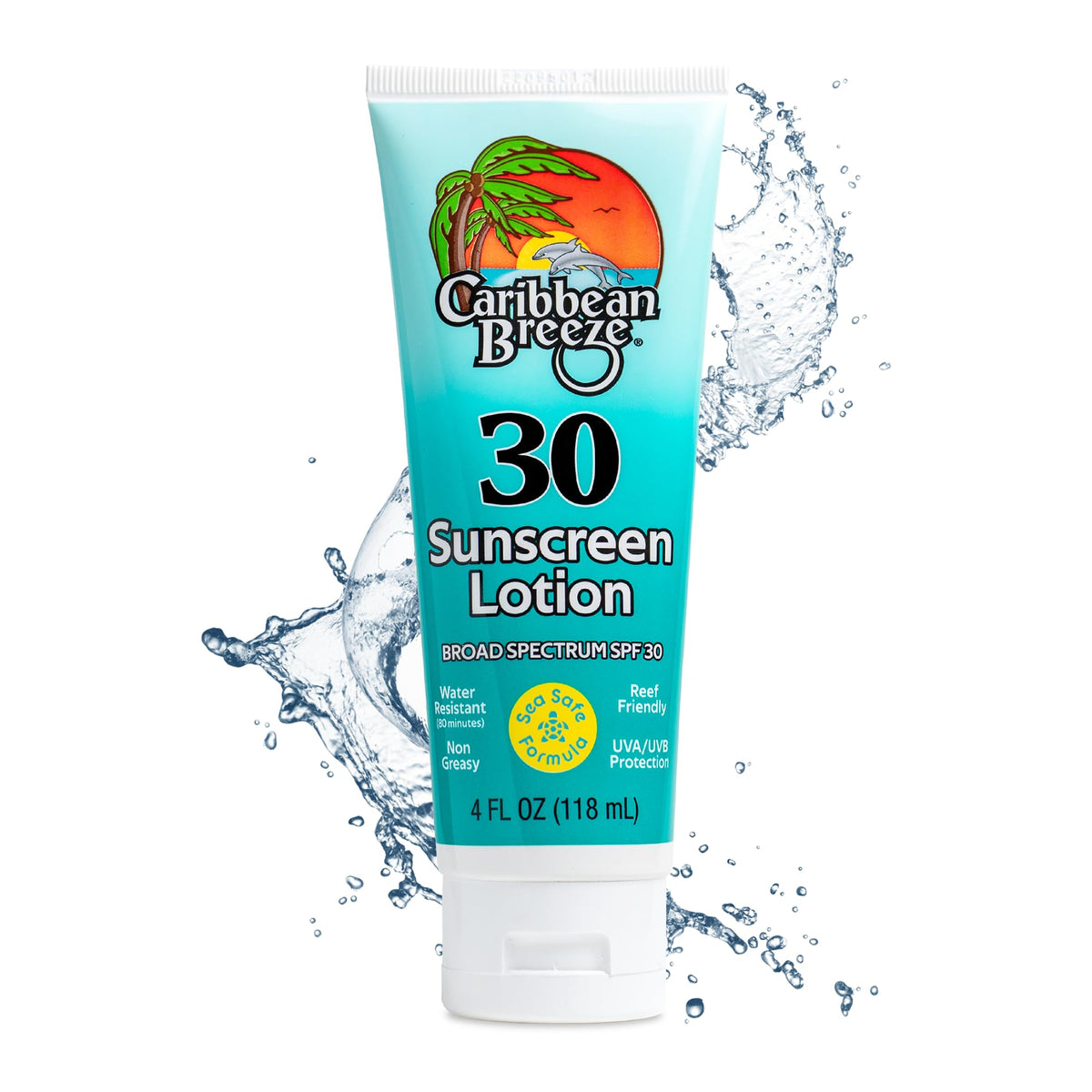 Caribbean Breeze Coral Reef Safe Sunscreen Spf 30, Mango Lime, Water Resistant, 4 Oz