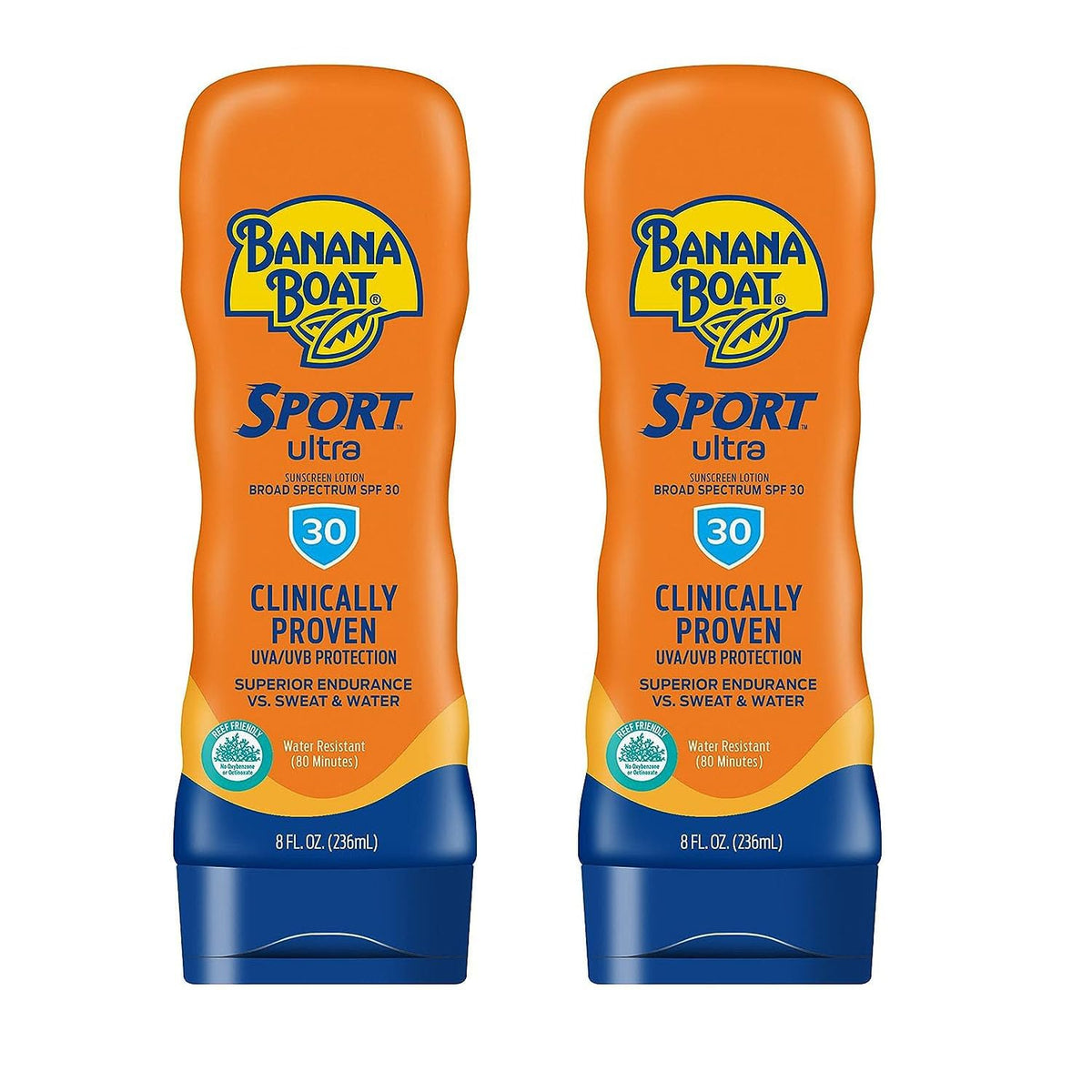 Banana Boat Spf 30 Water Resistant Sunscreen Lotion, 8 Fl Oz (Pack Of 2) - Swim Splash Sport