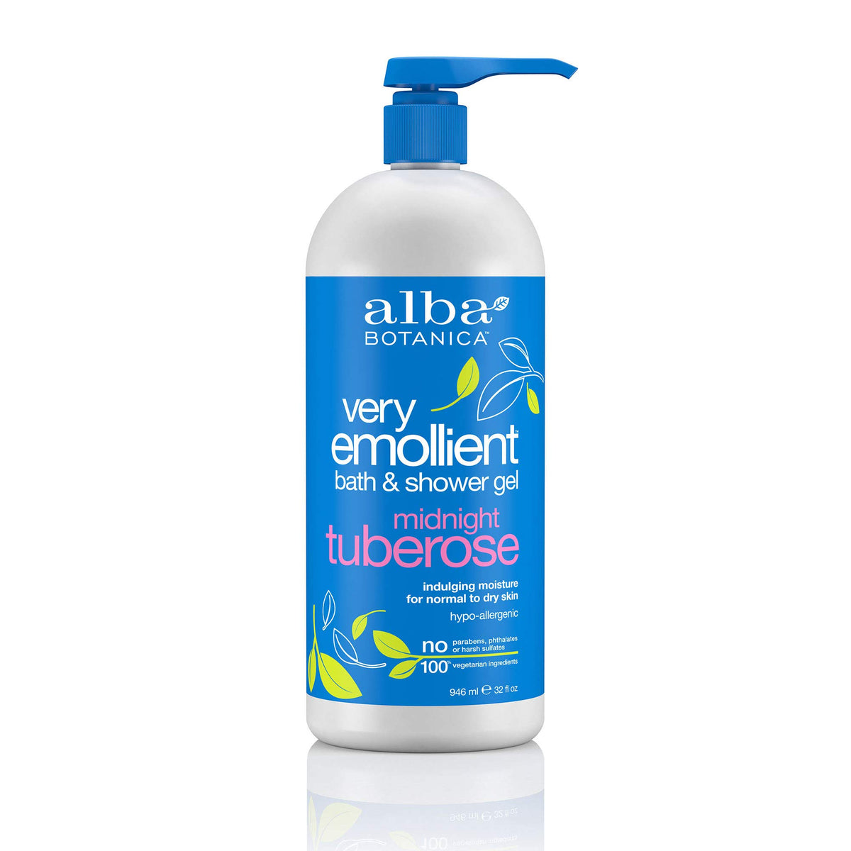 Alba Botanica Midnight Tuberose Bath & Shower Gel, 32 Fl Oz - Very Emollient Formula