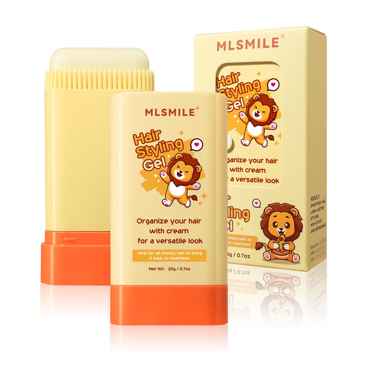 Mlsmile 2-In-1 Hair Wax Stick For Kids With Comb, Non-Greasy, Moisturizing, 0.