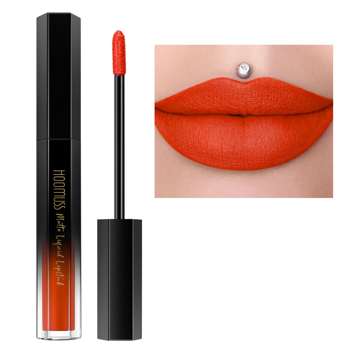 Hoomuss Long Lasting Matte Liquid Lipstick - M51 Orange Red, Non-Transfer, Cruelty Free, 1 Oz