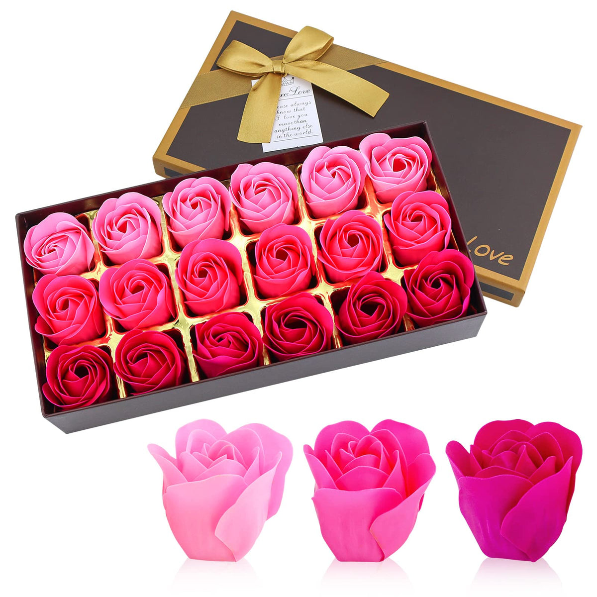 Jialeey Floral Scented Bath Soap Set, 18 Pcs Rose Petals - Perfect Gift For Women & Teens