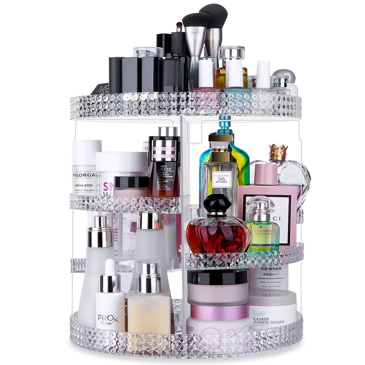 Awenia 360-Degree Rotating Acrylic Makeup Organizer - 7 Layers Large Capacity For Cosmetics & Skincare